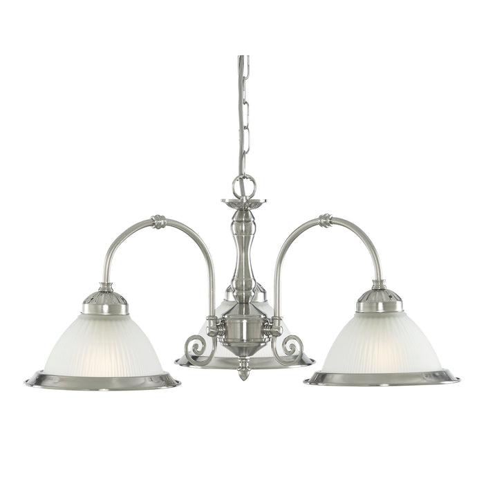 Searchlight 1043-3 American Diner - 3Lt Ceiling, Satin Silver, Acid Glass - 1622