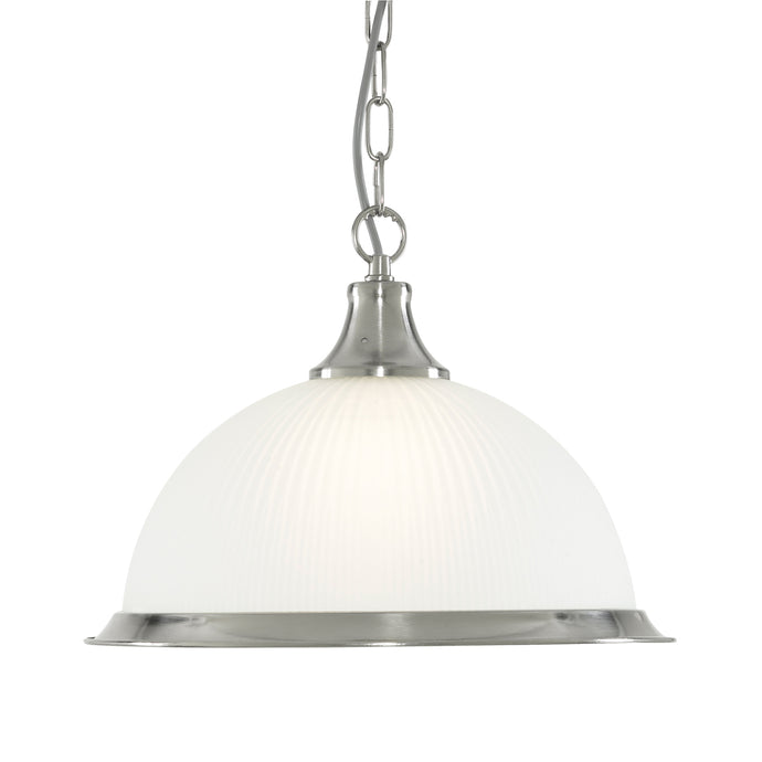 Searchlight 1044 American Diner - 1Lt Pendant, Satin Silver, Acid Glass - 1878