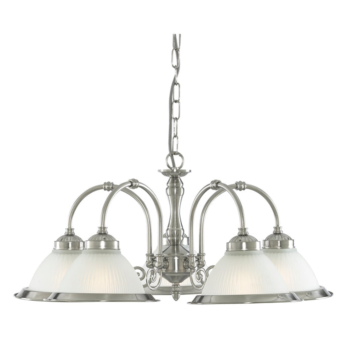 Searchlight 1045-5 American Diner - 5Lt Ceiling, Satin Silver, Acid Glass - 1854