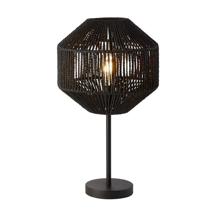 Searchlight 11201-1BK Wicker 1Lt Table Lamp, Black Wicker - 30863