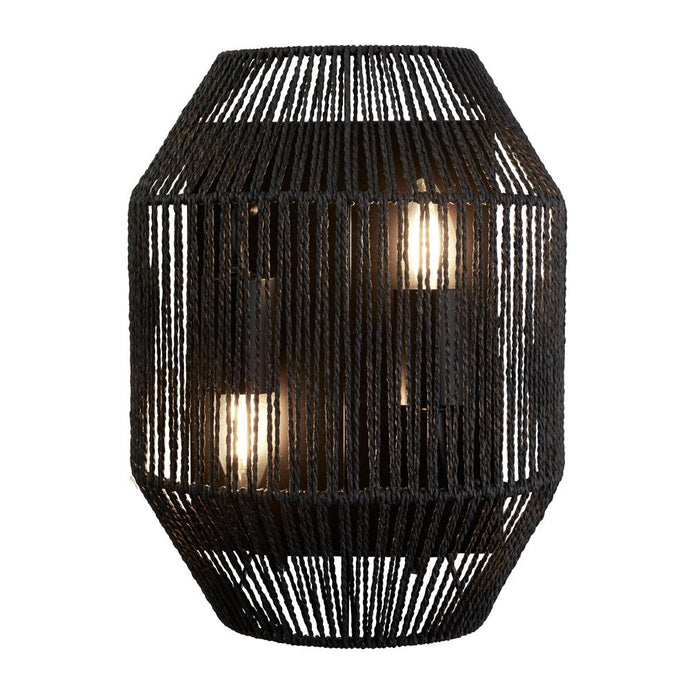 Searchlight 11201-2BK Wicker 2Lt Wall Light, Black Wicker - 30864