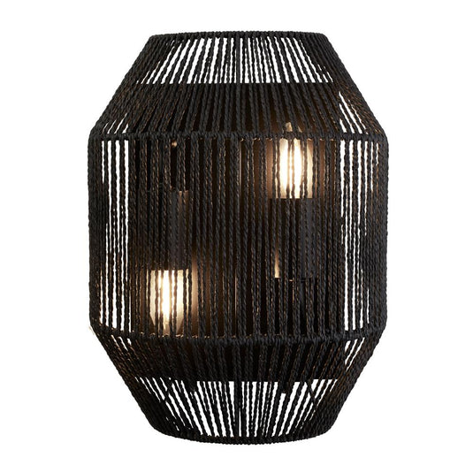 Searchlight 11201-2BK Wicker 2Lt Wall Light, Black Wicker - 30864