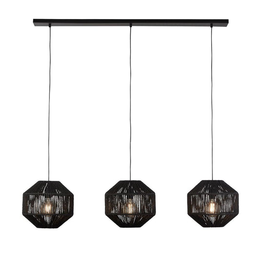 Searchlight 11201-3BK Wicker 3Lt Bar Black Wicker Pendant - 30865