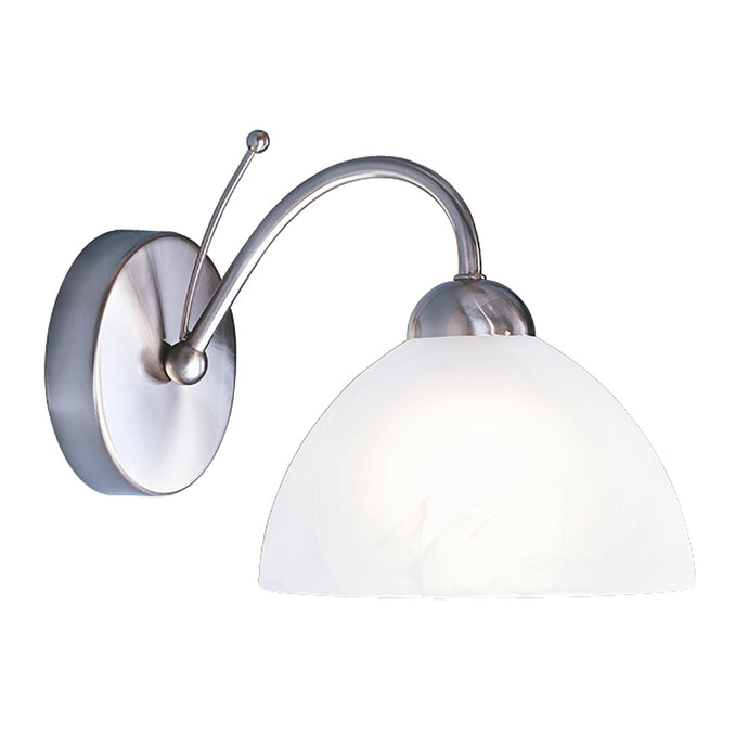 Searchlight 1131-1SS Milanese - 1Lt Wall Bracket, Satin Silver, Alabaster Glass - 14133