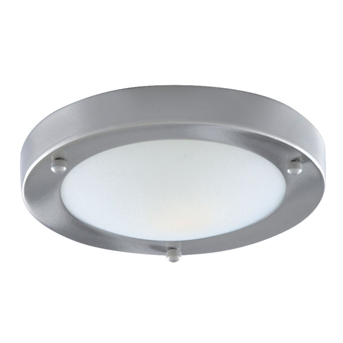 Searchlight 1131-31SS Dublin Bathroom Flush IP44 1Lt - 31Cm Sat/Silver Domed Wht Glass - 17105