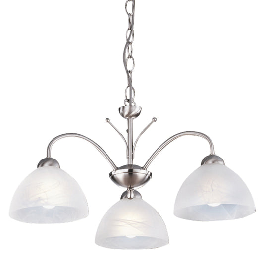 Searchlight 1133-3SS Milanese - 3Lt Ceiling, Satin Silver, Alabaster Glass - 18320