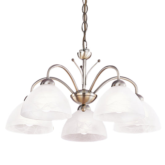 Searchlight 1135-5AB Milanese - 5Lt Ceiling, Antique Brass, Alabaster Glass - 10301