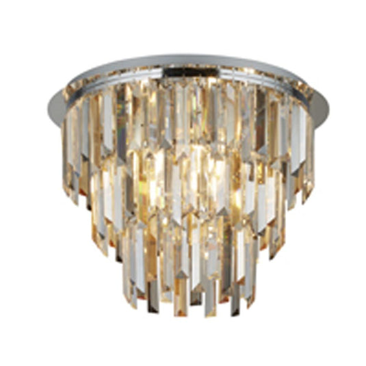 Searchlight 1225-5CC Clarissa 5Lt Chrome Flush With Clear/Amber/Smokey Crystal Prism Drops - 30875