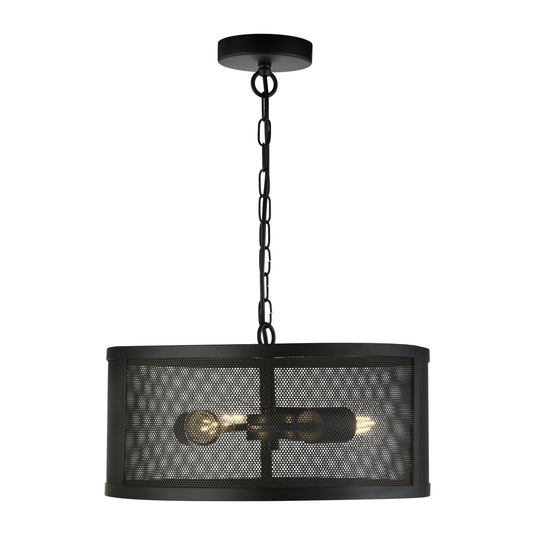 Searchlight 12483-3BK Fishnet 3Lt Drum Pendant Matt Black - 30878