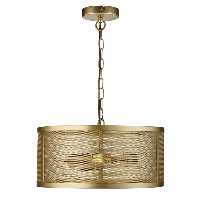 Searchlight 12483-3GO Fishnet 3Lt Drum Pendant Matt Gold - 30879