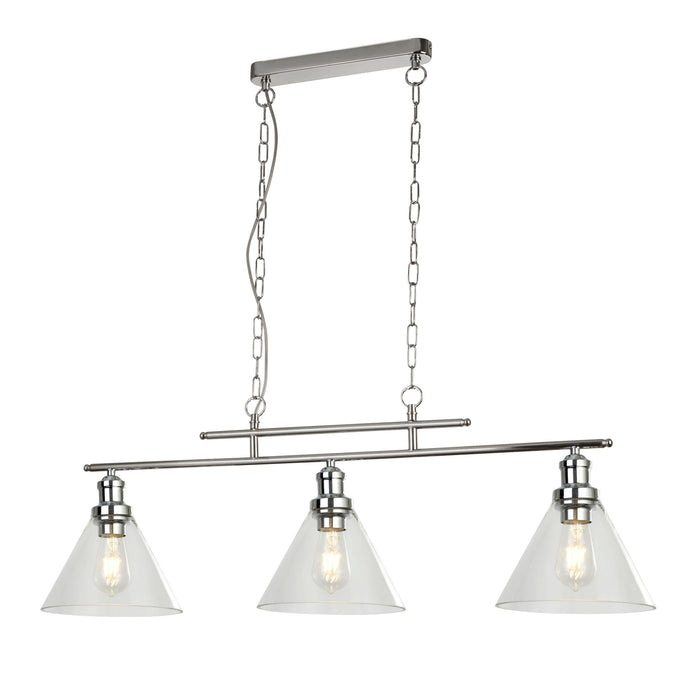 Searchlight 1277-3CC Pyramid 3Lt Pendant CC, Clear Glass Shade - 24326