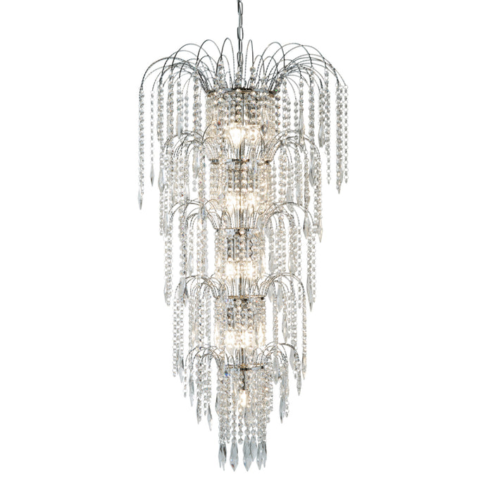 Searchlight 1313-13CC Waterfall - 13Lt Tier Chandelier, Chrome, Clear Crystal - 30889