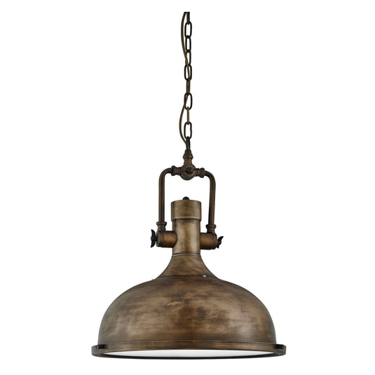 Searchlight 1322BG Kansas Industrial Pendant - 1Lt Pendant, Black Gold, Frosted Glass - 30894