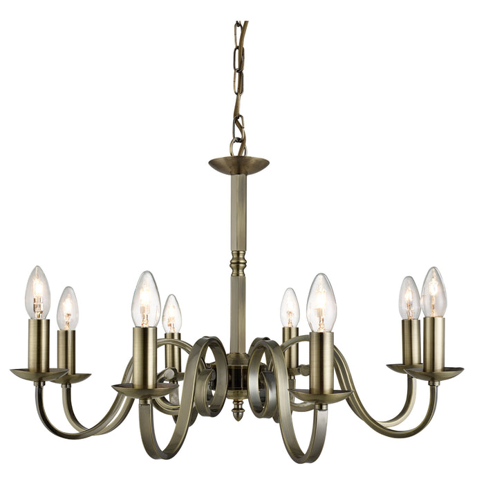 Searchlight 1508-8AB Richmond - 8Lt Ceiling, Antique Brass, Scroll Arms - 30904