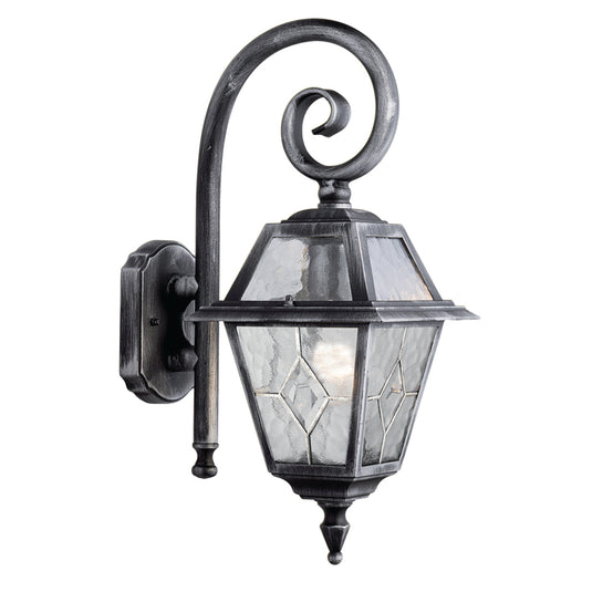 Searchlight 1515 Genoa - 1Lt Outdoor Wall Bracket, Black Silver, Clear Leaded Glass - 30906