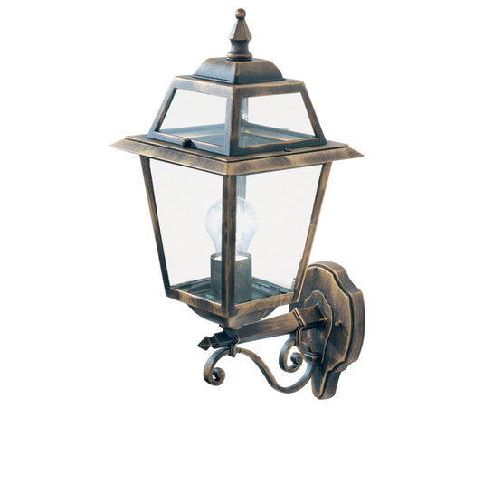 Searchlight 1521 New Orleans - 1Lt Outdoor (Uplight) Wall Bracket, Black Gold, Clear Glass - 30907