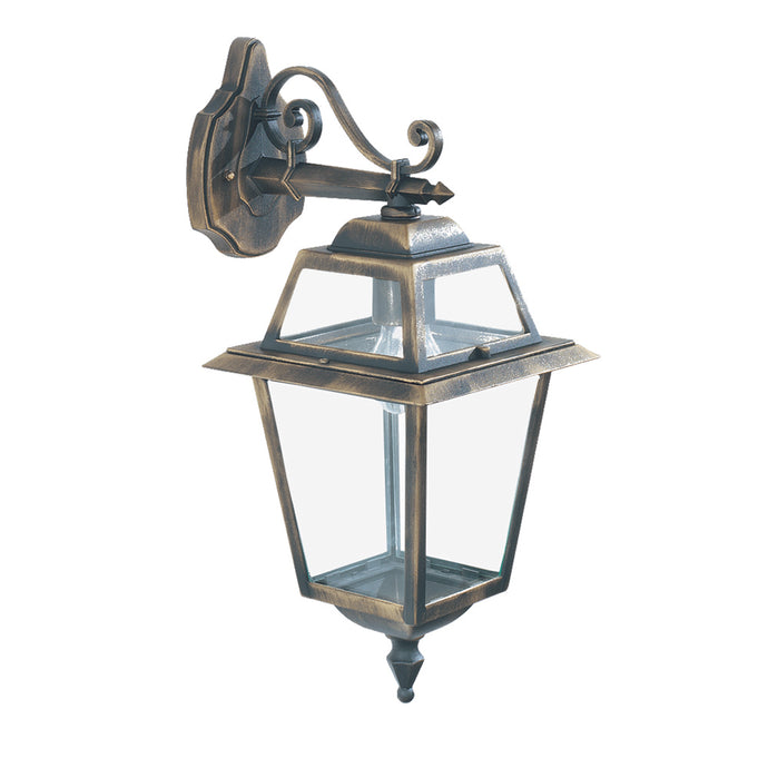 Searchlight 1522 New Orleans - 1Lt Outdoor (Downlight) Wall Bracket, Black Gold, Clear Glass - 17157