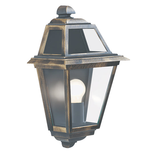 Searchlight 1523 New Orleans - 1Lt Outdoor Wall Bracket, Black Gold, Clear Glass - 30908