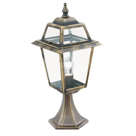 Searchlight 1524 New Orleans - 1Lt Outdoor Post (Height 50Cm) Black Gold, Clear Glass - 30909