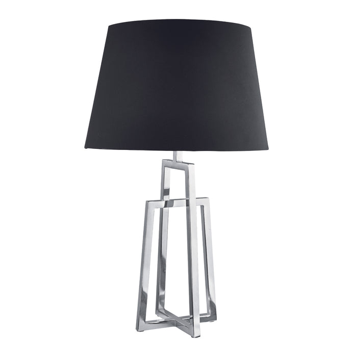 Searchlight 1533CC-1 York Table Lamp Crossed Frame, Chrome, Black Tapered Shade - 30911