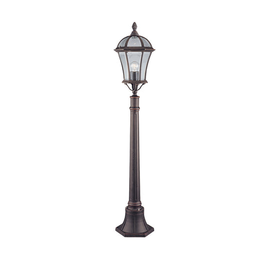 Searchlight 1568 Capri - 1Lt Outdoor Post (Height 95Cm), Rustic Brown, Clear Glass - 30914