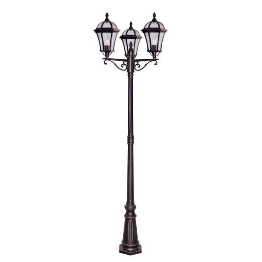 Searchlight 1569-3 Capri - 3Lt Outdoor Post (Height 235Cm), Rustic Brown, Clear Glass - 30915