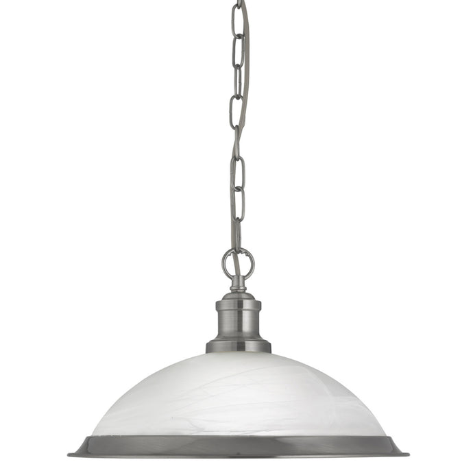 Searchlight 1591SS Bistro - 1Lt Pendant, Satin Silver, Marble Glass - 20306