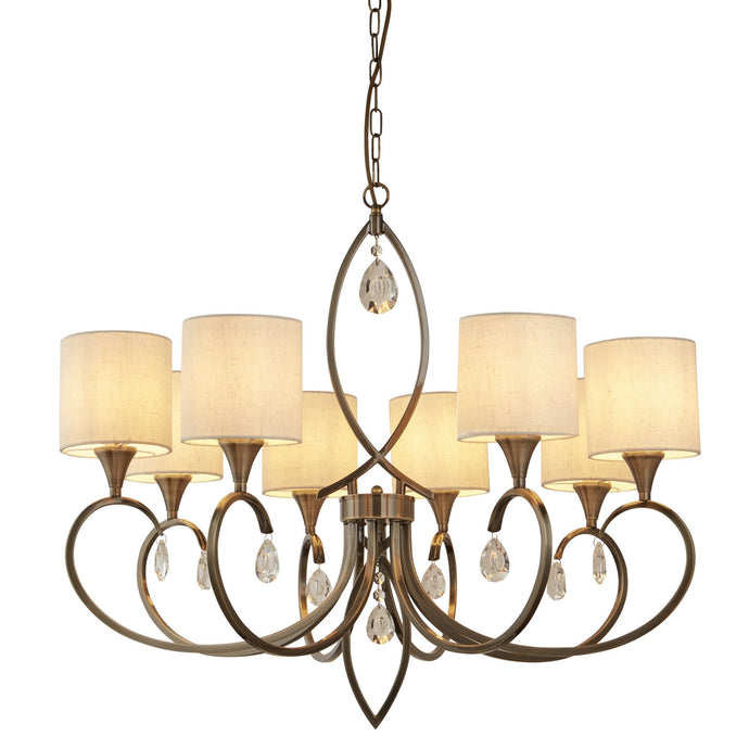 Searchlight 1608-8AB Alberto 8Lt Pendant, Antique Brass, Linen Shades - 30919