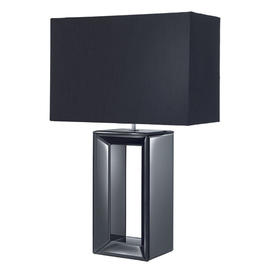 Searchlight 1610BK Mirror Table Lamp - Tall Black -  Black Faux Silk Shade - 30922