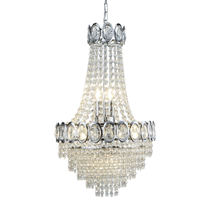 Searchlight 1611-6CC Louis Philipe Crystal 6Lt Chrome Chandelier With Clear Glass  Beads - 18332