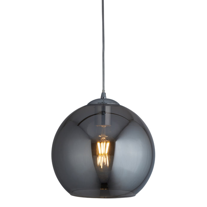 Searchlight 1632SM Balls 1Lt Round Pendant (30Cm Dia), Smoked Glass, Chrome - 22636