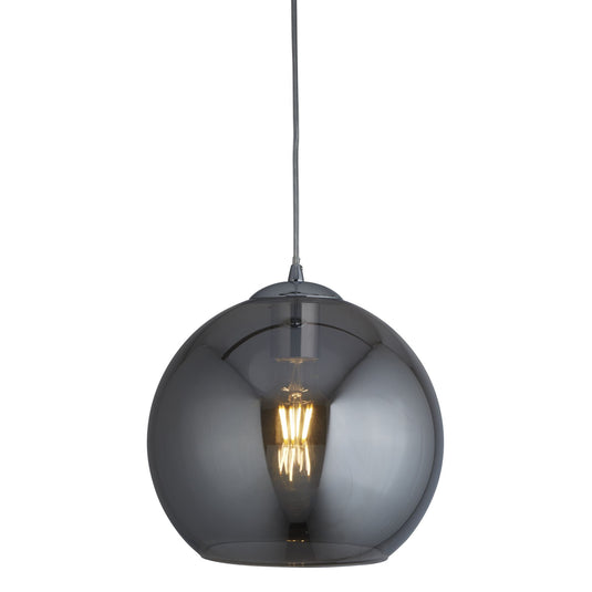 Searchlight 1635SM Balls 1Lt Round Pendant (35Cm Dia), Smoked Glass, Chrome - 26680