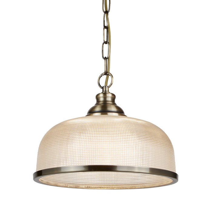 Searchlight 1682AB Bistro Ii - 1Lt Pendant, Antique Brass, Halophane Glass - 23134