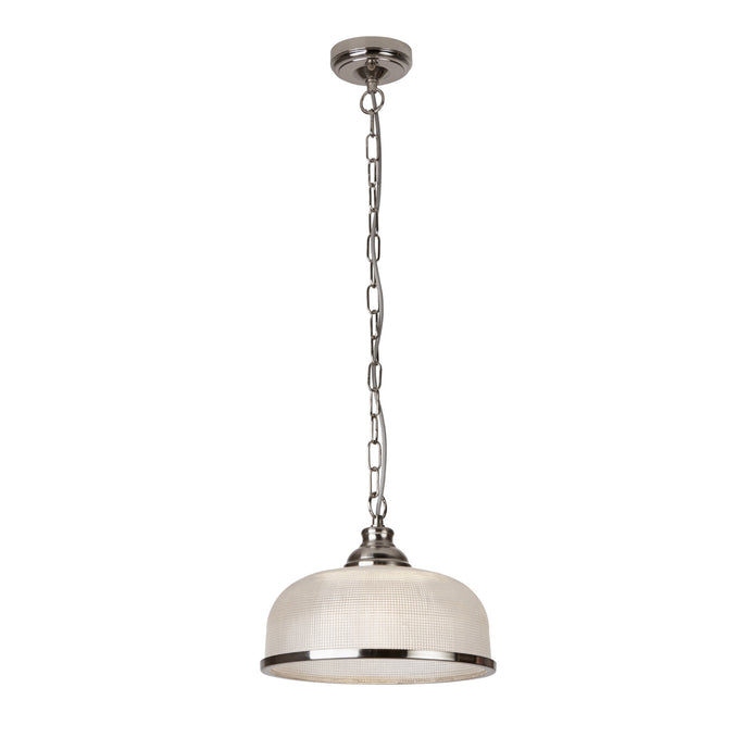 Searchlight 1682SS Bistro Ii - 1Lt Pendant, Satin Silver, Halophane Glass - 22640