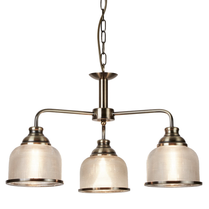 Searchlight 1683-3AB Bistro Ii - 3Lt Ceiling, Antique Brass, Halophane Glass - 22160