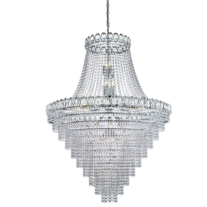 Searchlight 1711-102CC Louis Philipe Crystal - 28Lt Tiered Chandelier, Clear Crystal Dressing, Chrome Frame - 30926