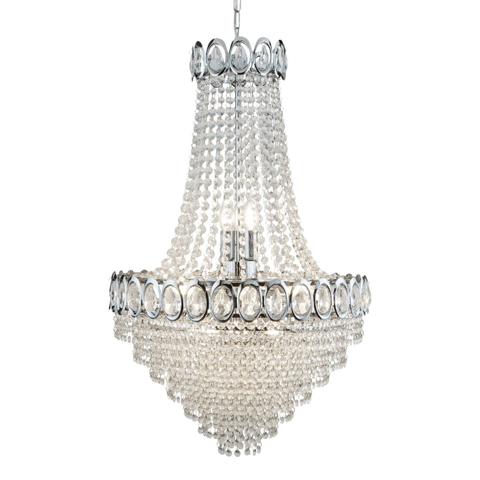 Searchlight 1711-11CC Louis Philipe Crystal 11Lt Chrome Chandelier With Clear Glass  Beads - 30927