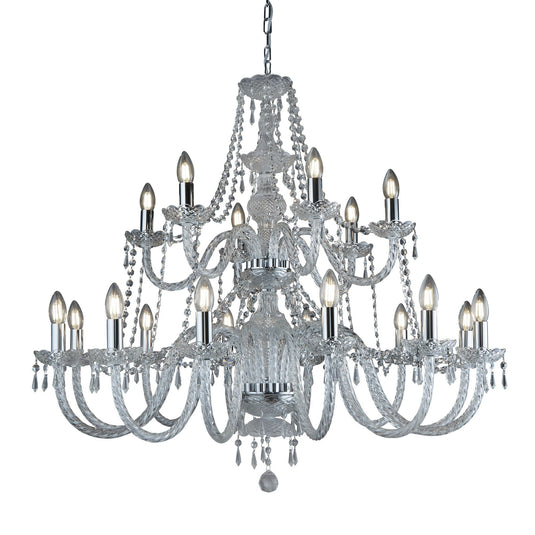 Searchlight 17218-18 Hale - 18 Light Chandelier, Chrome, Clear Crystal Trimmings - 30928