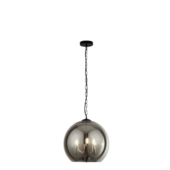 Searchlight 1783-3SM Sagittarius 3Lt Smoked Glass Ball Pendant - Black/Chrome - 26481