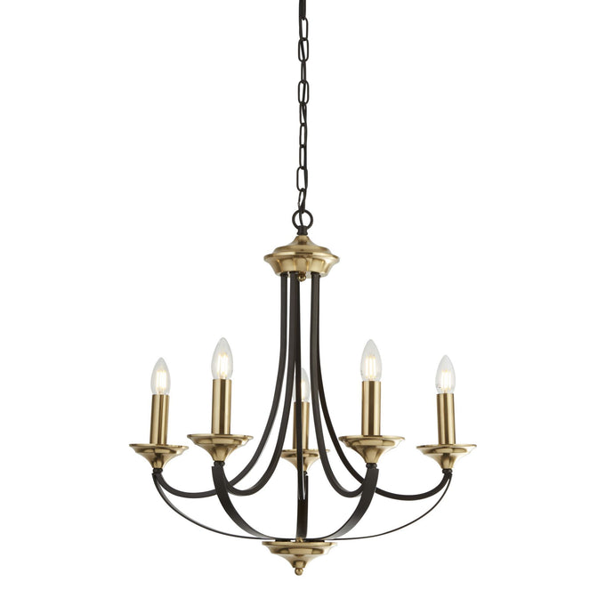 Searchlight 1845-5BZ Belfry 5Lt Pendant, Dark Bronze & Brown - 30937