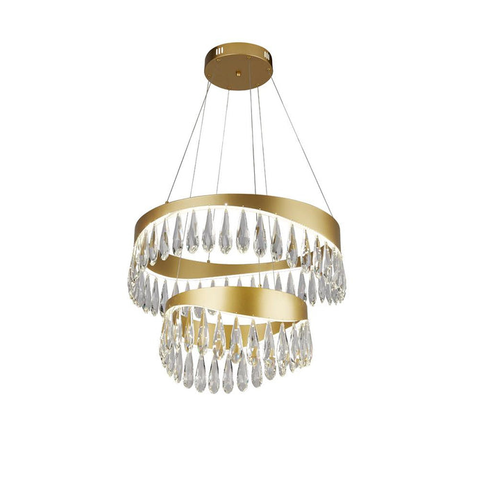 Searchlight 19210-2GO Jewel LED 2 Tier Pendant Gold With Crystal - 30942