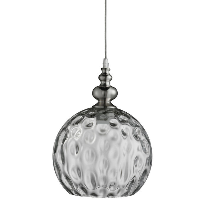 Searchlight 2020CL Indiana - 1Lt Pendant, Satin Silver, Clear Glass - 20857