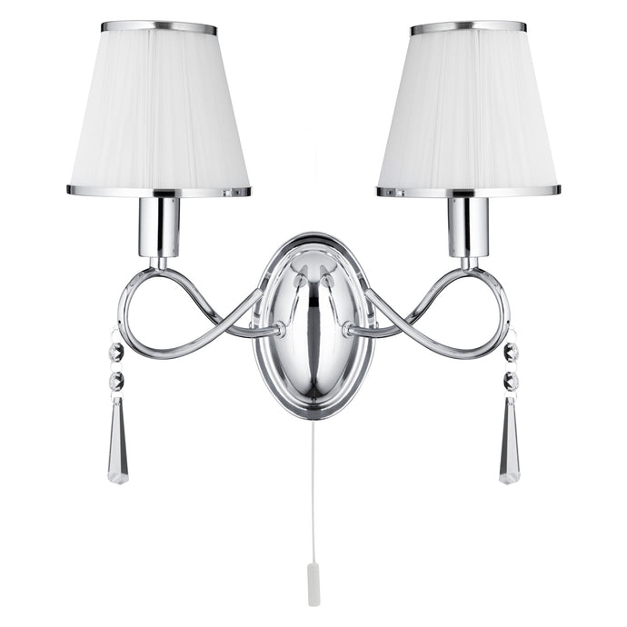 Searchlight 2032-2CC Simplicity - 2Lt W/Bracket, Chrome, Clear Glass, White String Shades - 30960