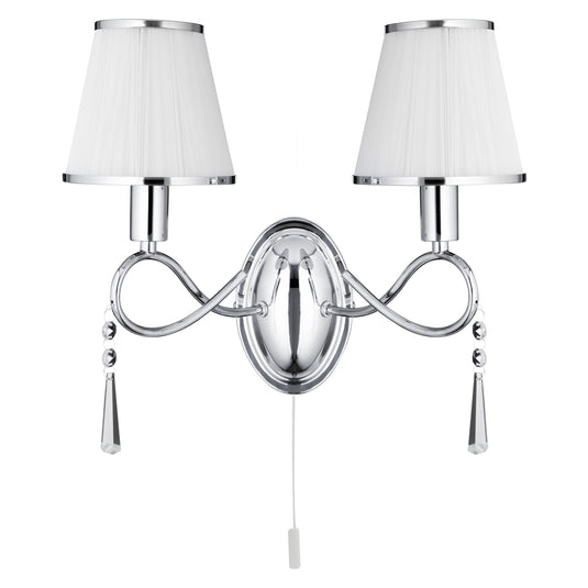 Searchlight 2032-2CC Simplicity - 2Lt W/Bracket, Chrome, Clear Glass, White String Shades - 30960