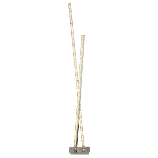 Searchlight 2112CC Clover 2Lt LED Column Floor Lamp, Clear Crystal Trim, Chrome - 22738