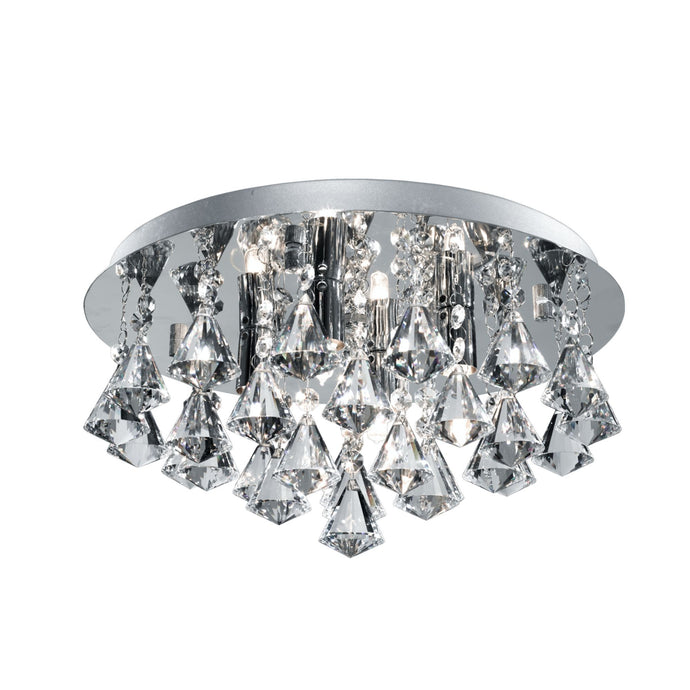 Searchlight 2204-4CC Hanna Bathroom IP44 - 4Lt Crystal Ceiling Flush, Clear Pyramid Crystal Drops, Chrome - 30975