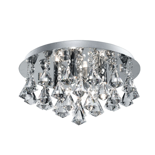 Searchlight 2204-4CC Hanna Bathroom IP44 - 4Lt Crystal Ceiling Flush, Clear Pyramid Crystal Drops, Chrome - 30975