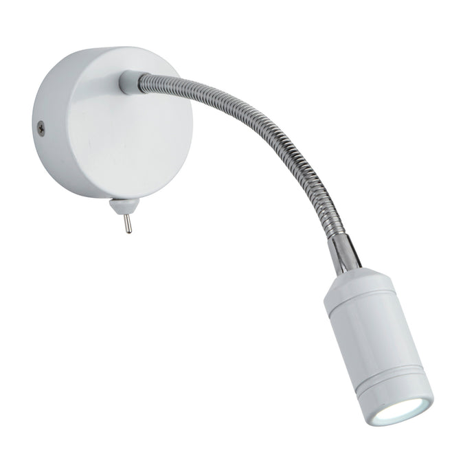 Searchlight 2256WH Flexy Wall LED Adj Wall Light  - White Head & Body - Chrome Flexi Arm - 30976