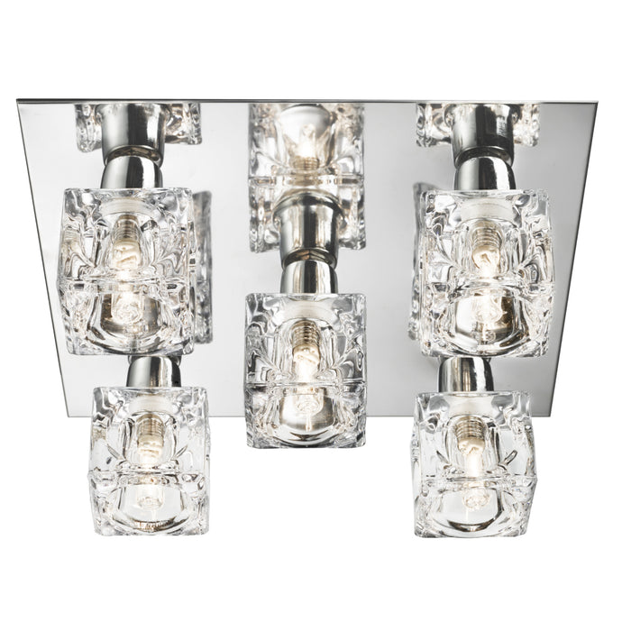 Searchlight 2275-5-LED Ice Cube - 5Lt Ceiling Flush, Chrome, Clear Ice Cube Glass - 30980