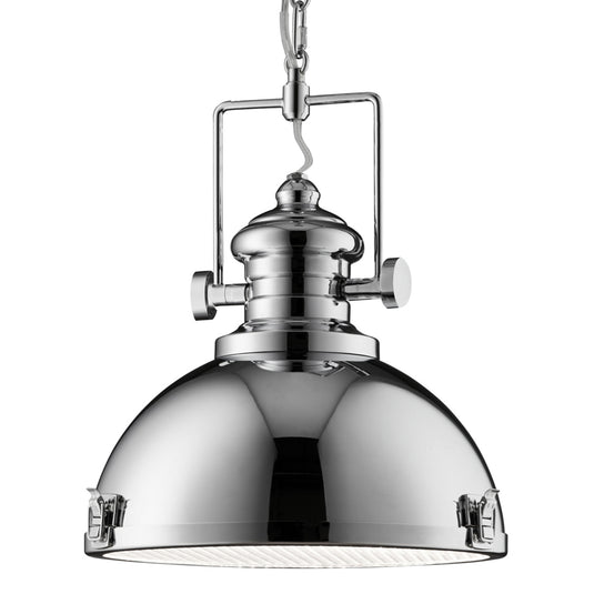 Searchlight 2297CC Louisiana Industrial Pendant, 1Lt Chrome, Clear Lens - 30981